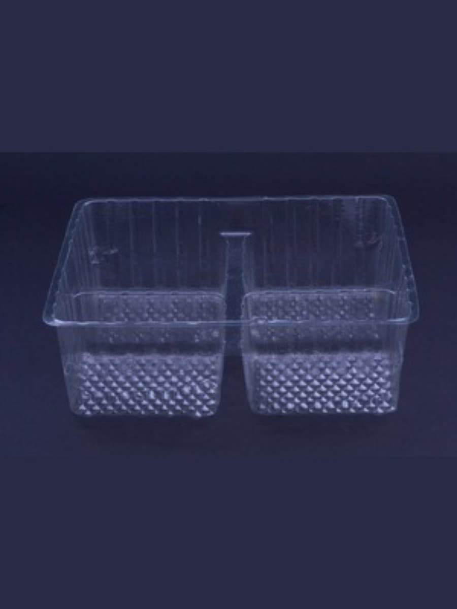 rectangular plastic four compartment food packaging tray