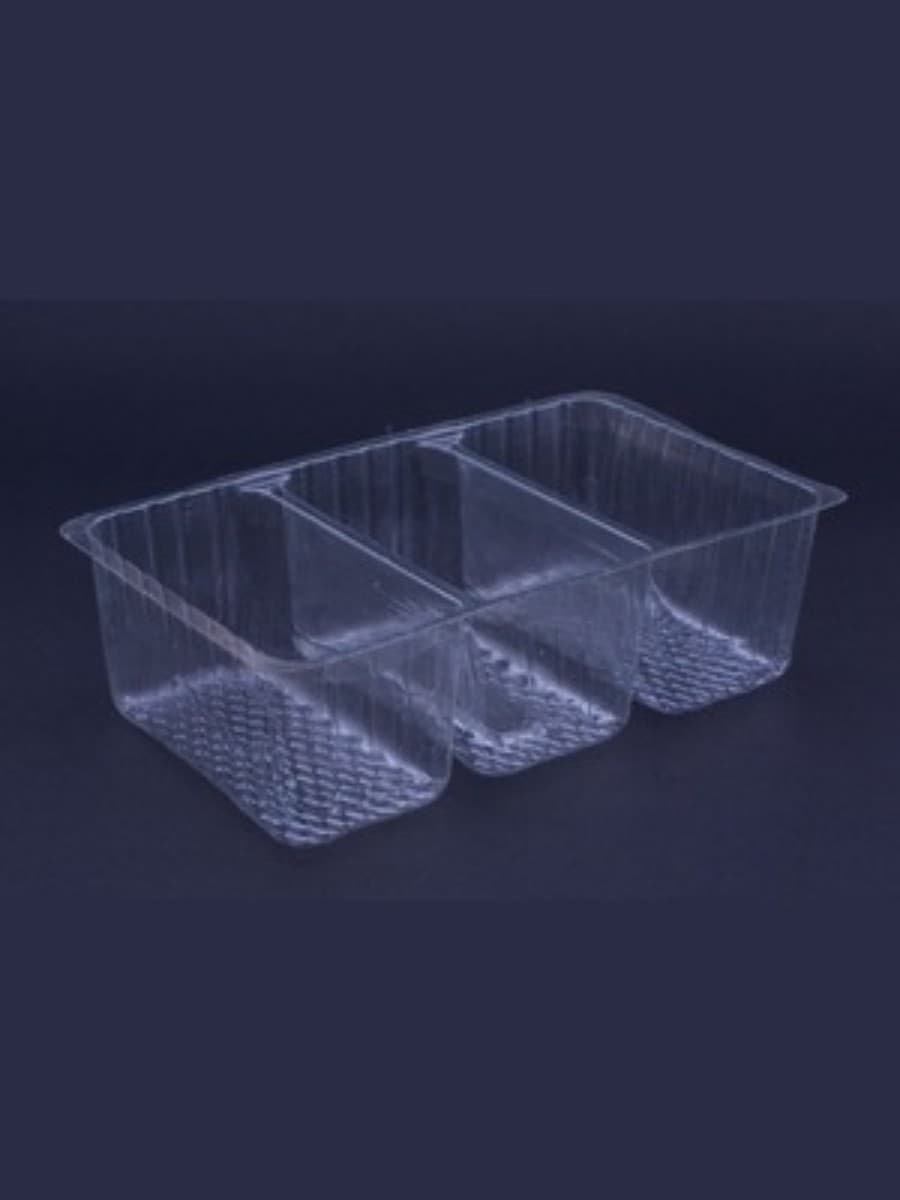 three-compartment packaging snacks, biscuits, and bakery goods tray 2